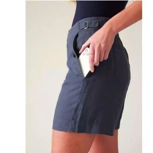 Athleta Voyager Linen Short, Size 4, Granite Blue, NWT